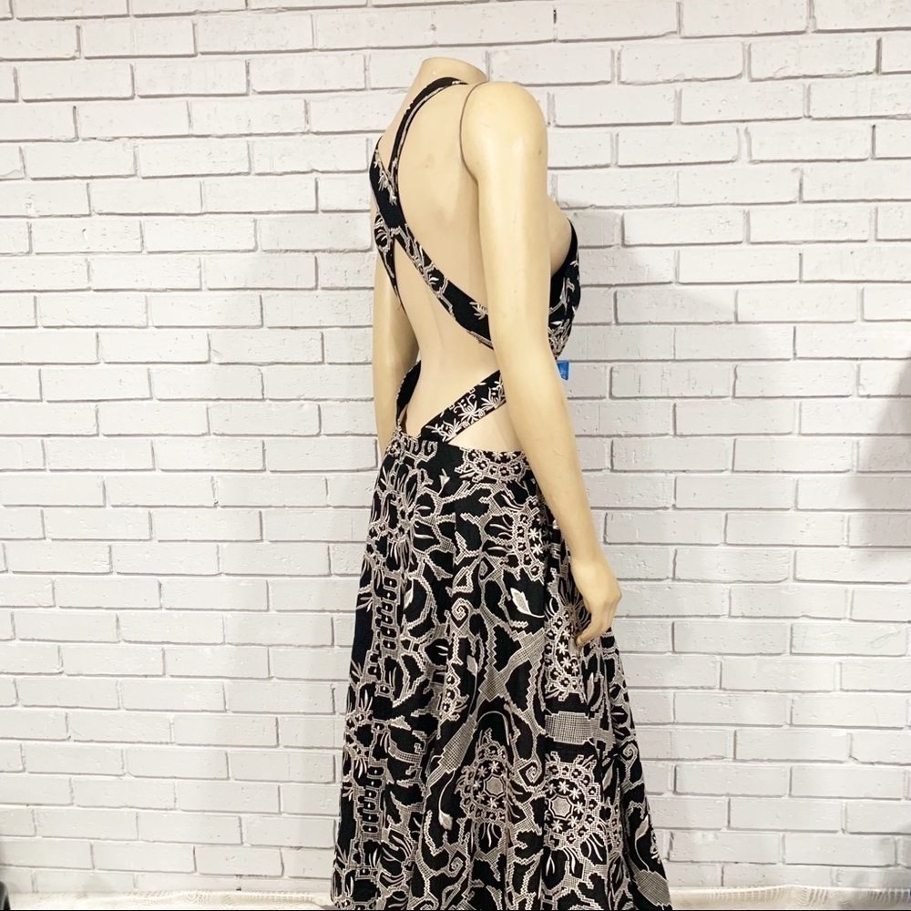 Asos Edition Embroidered Halter Midi Black Cutout Dress - Picture 10 of 14